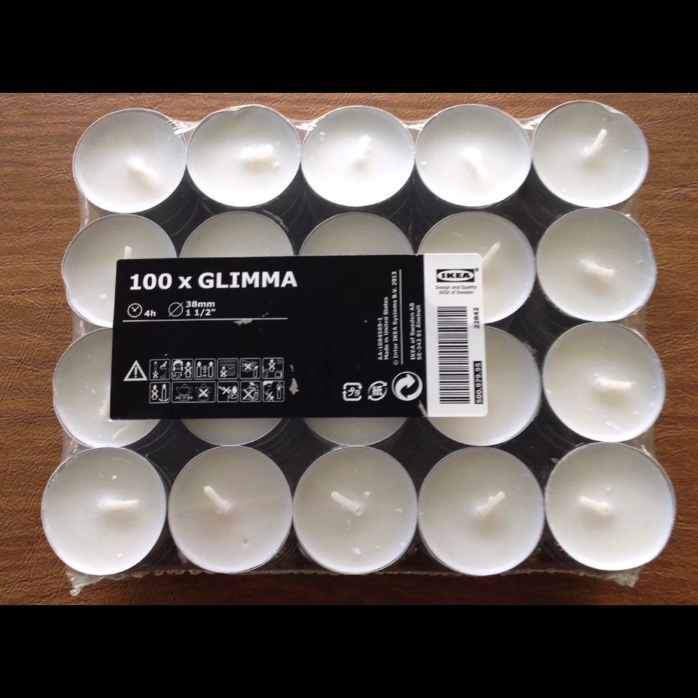 100 Ct Lot Tealights Unscented Candles White IKEA